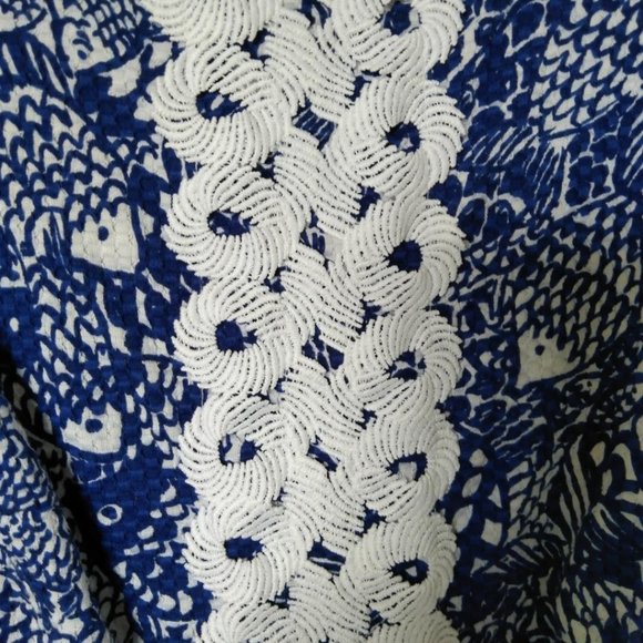 Lilly Pulitzer Misses Blue White Fish Sleeveless Dress Size 6 From 2015 - Picture 6 of 7